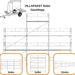 Ställningstrailer med 60m² Villapaket Ram ALU<MJ-Gerust