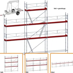 Ställningstrailer med 60m² Villapaket Modul ALU<Stallningsprodukter Hot